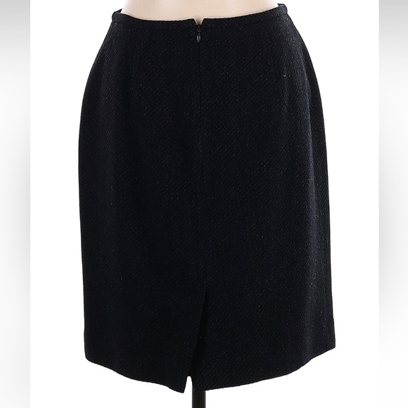 Vintage LRL Ralph Lauren Classic Black Grey Speckled Wool A Line Skirt Size 12 L - Picture 2 of 6